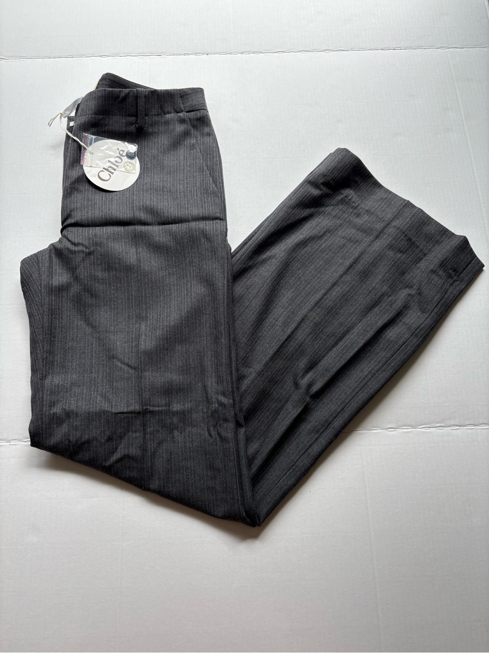 NWT authentic Chloé gray pinstripe wool trousers.